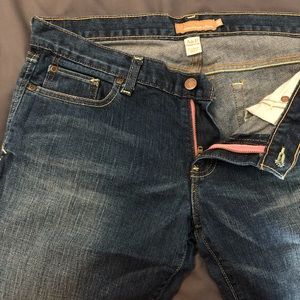 Dark wash A&F bootcut jeans with stretch